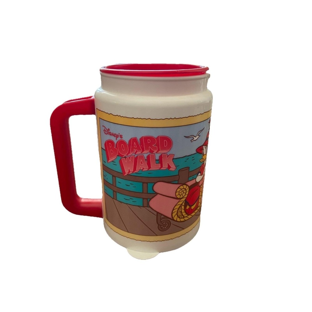 Disney Donald Duck & Daisy Boardwalk Coca‎ Cola  Whirley Plastic Mug Cup Lid USA